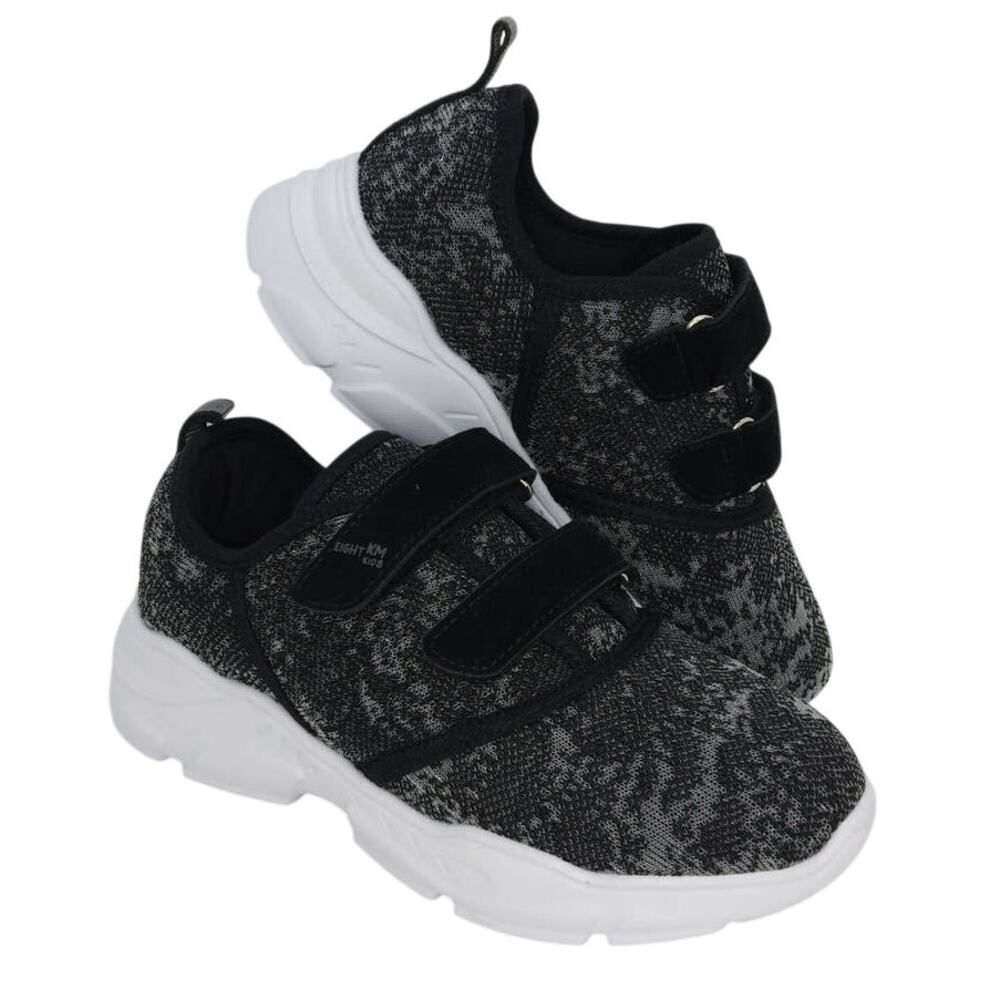 EIGHT KM European Designer Boys/Girls Pre-owned Gray/Black Sneakers - sz. 13C